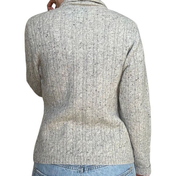 Irelandseye Gray Wool Cashmere Cardigan Sweater Irish Fisherman Size Medium Aran - Picture 4 of 10